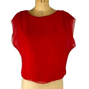 5/$25 Red/Pink Layered Chiffon Short Sleeve Blouse